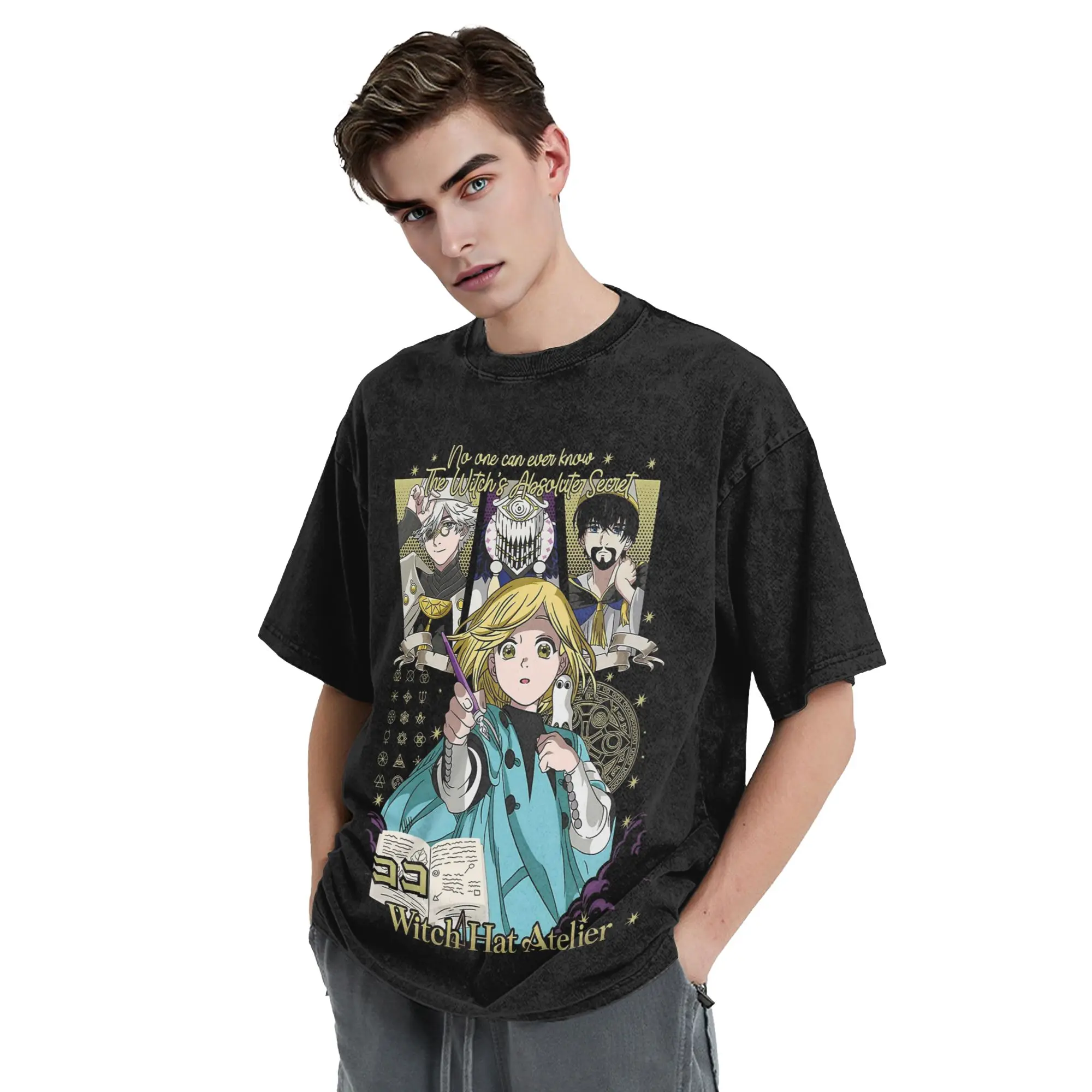 Coco Witch Hat Atelier Anime Washed T Shirts Streetwear  Novelty T-Shirt  Tee Shirt Men Women Cotton Oversize Summer