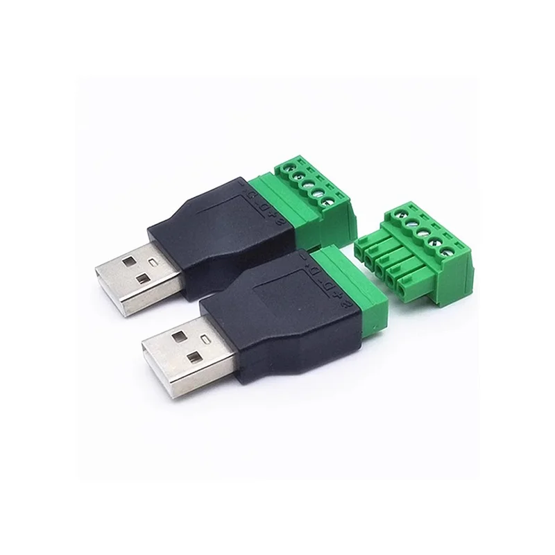 5/20/100PCS USB 2.0 Type A Male Female to 5 Pin Screw Connector No Soldering USB Jack USB2.0 to Screw Terminal Plug Adapter