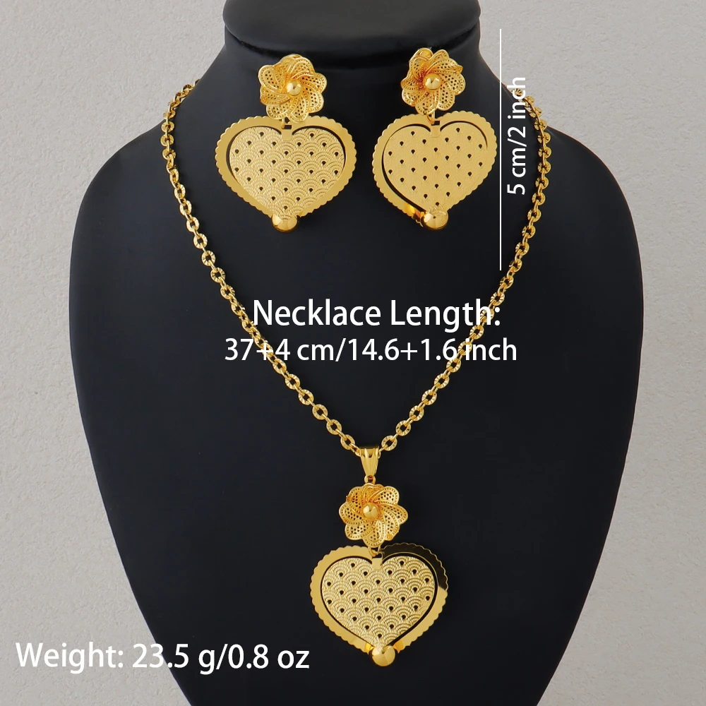 Dubai 24K vergoldetes Schmuckset Afrikanische Damen Bankett Hochzeitsset Hochzeitsschmuck Geschenk Vergoldete Blume – Detail 4