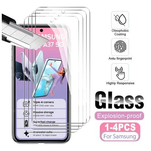 1-4 шт. 10D защитная пленка для экрана Samsung A37/A57/A27/A17/A56/A36/A26/16/A55/A35/A25/A15, закаленное стекло с полным покрытием для Galaxy A57