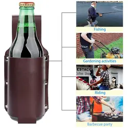 Leather Beer Bottle Waist Holster Portable Beer Belt Bag Handy Wine Bottles Beverage Holder Outdoor Drink Bottle Case Cover