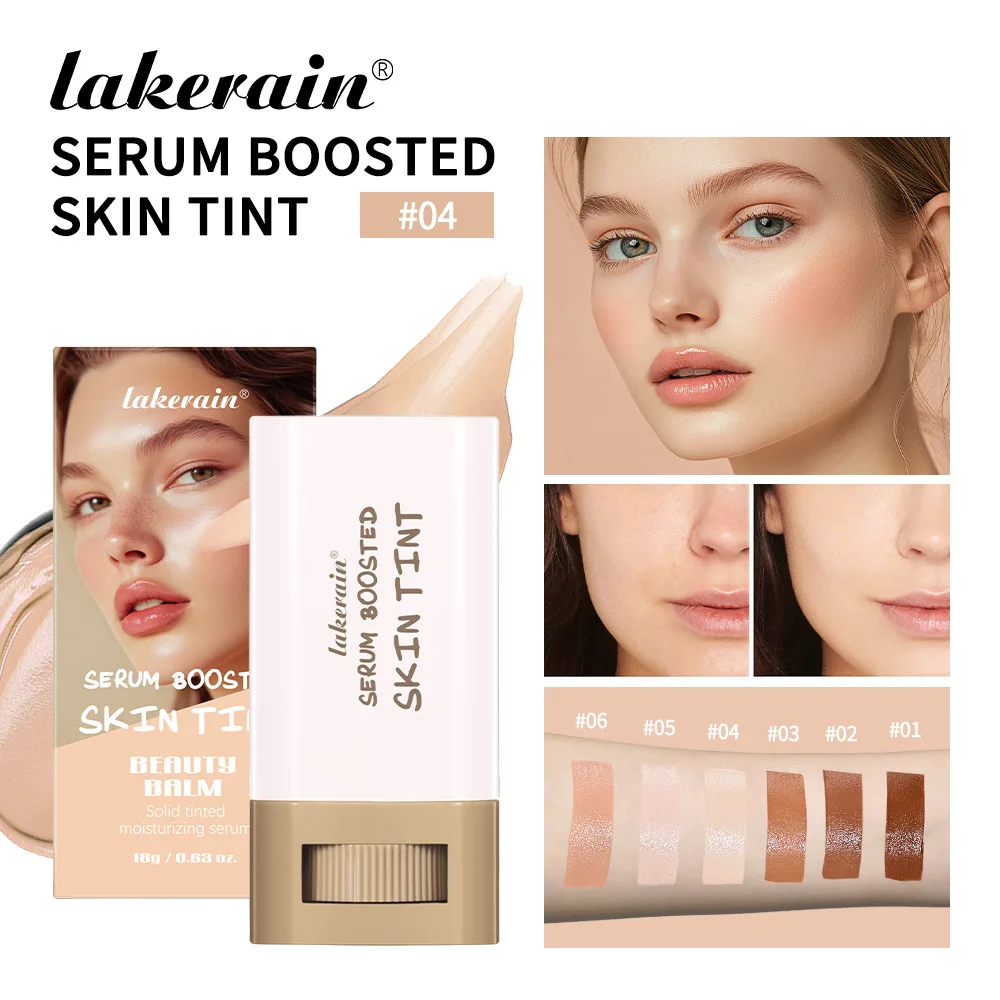 Lakerain Serum Infused Solid Balm Skin Tint Foundation Stick Smooth Finish Portable Daily Facial Makeup Cosmetic