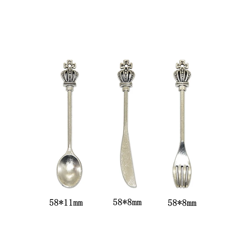 10pcs Fork Knife Spoon Kichten Charms Alloy Metal Kitchen Cooking Tableware Pendants For DIY Necklace Bracelet Jewelry Making