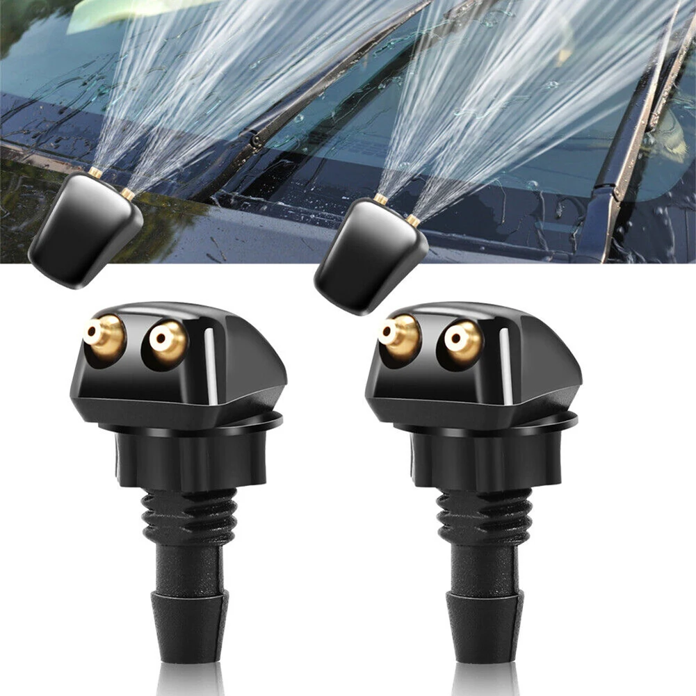 2Pcs Car Windshield Wiper Washer Spray Nozzle Dual Holes Windshield Washer Nozzle Wiper Water Spray Jet Fits Most Auto Models