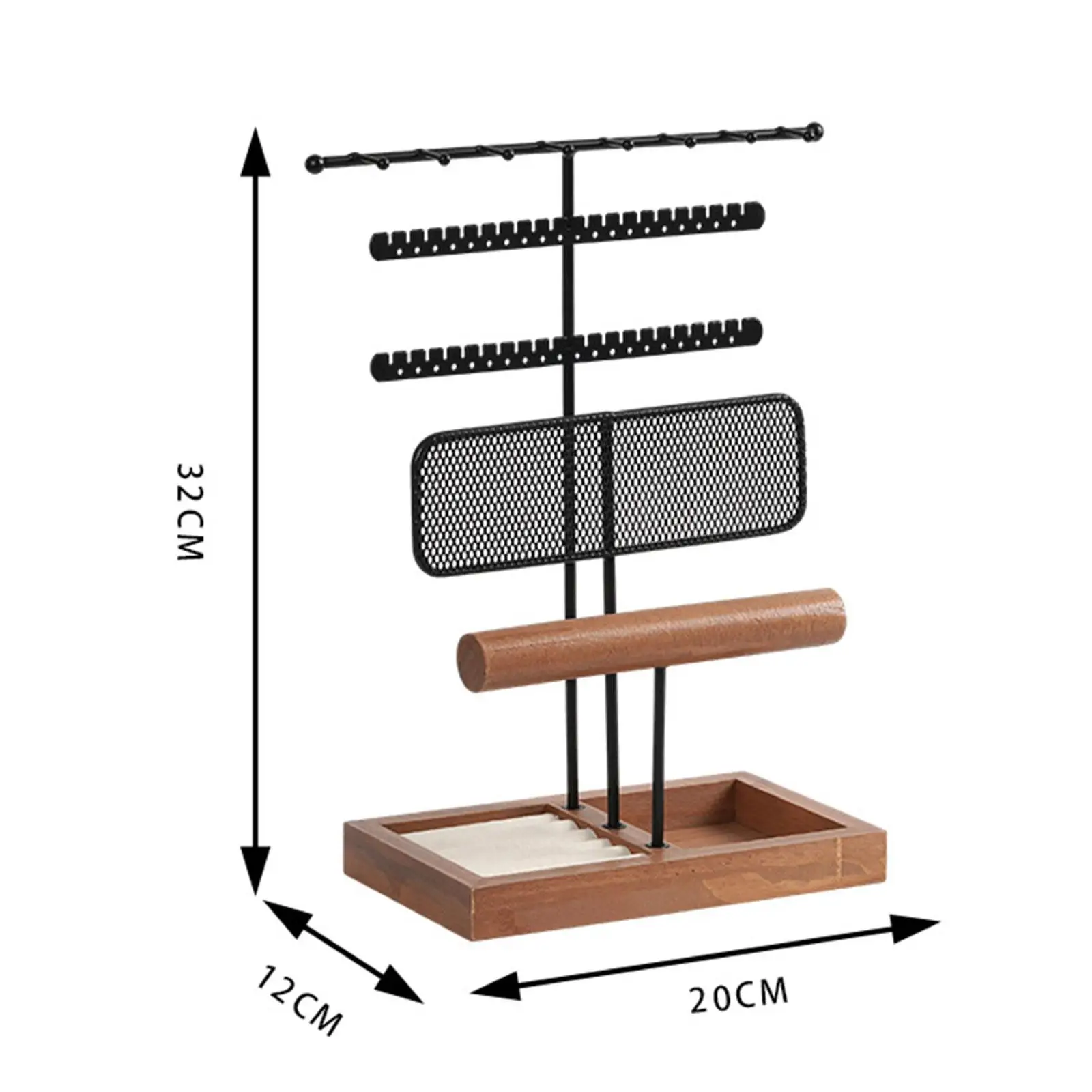 

Jewelry Display Stand Multi Tiers Rectangle with Wooden Base Necklace Stand Earring Holder for Bedroom Live