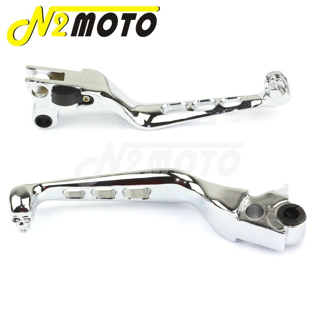 Aluminum Skull Brake Clutch Lever Handlebar Chrome Brake Levers For Harley Sportster XL 883 1200 Heritage Softail Dyna Touring