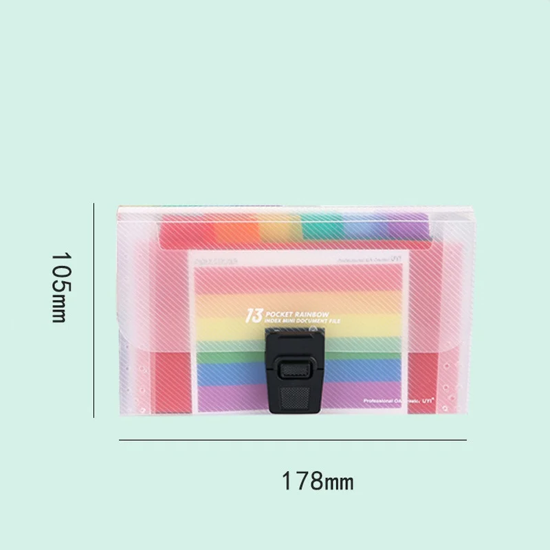 Rainbow Organ Bag Folder Plastic Rope Binding Office A6 Mini Bill Bag 13 Compartment Storage Clip Holder Storage Bag