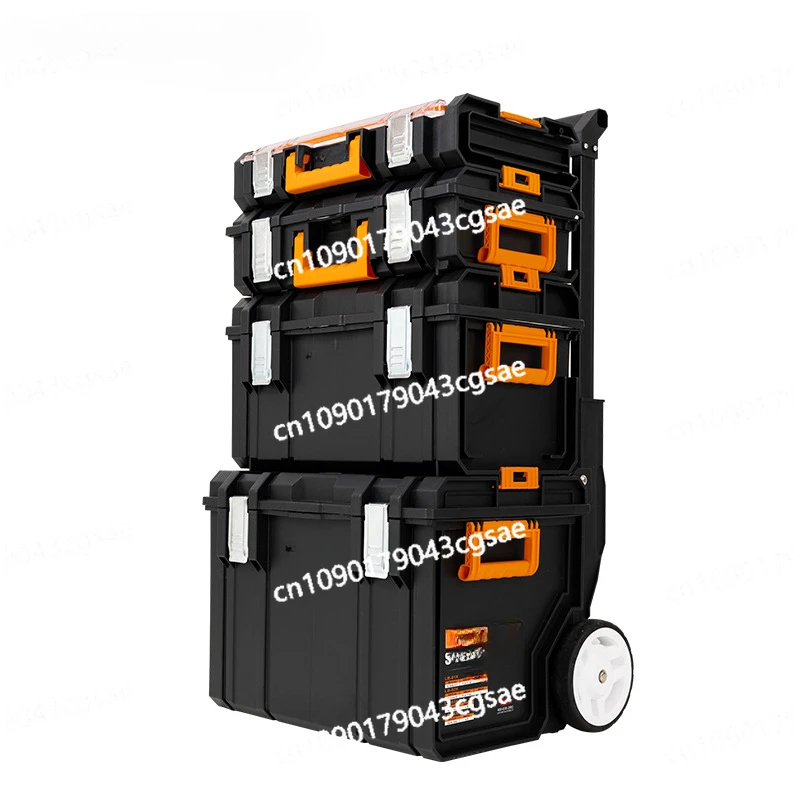 Three-layer Folding Toolbox Storage Box Multi-functional Hardware Stacking Combined Trolley Case Tool Box Empty Box