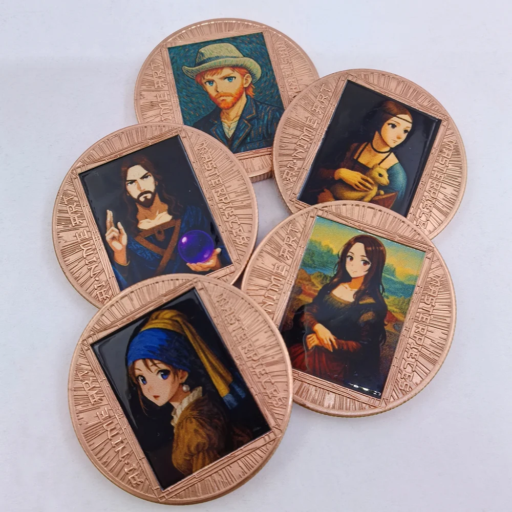 5 Designs 1OZ Famous World Painting Anime Style .999 Pure Commemorative Coin Mona Lisa Van Gogh Collectible Art Souvenir Gift