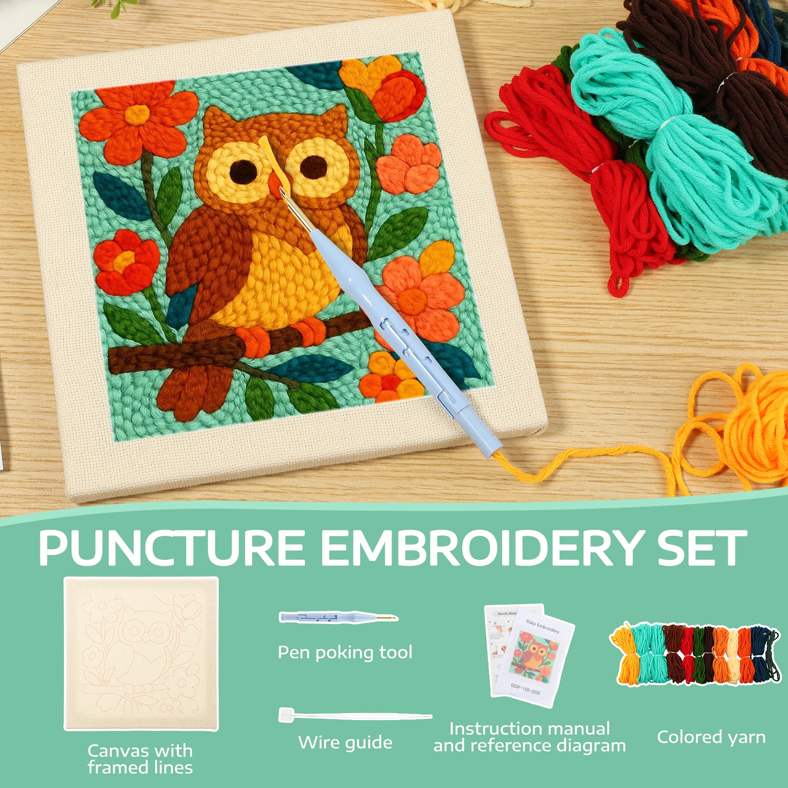 DIYパンチニードルキット 可愛い猫と花柄 簡単パンチニード - Punch Needle Kit のレビューと価格