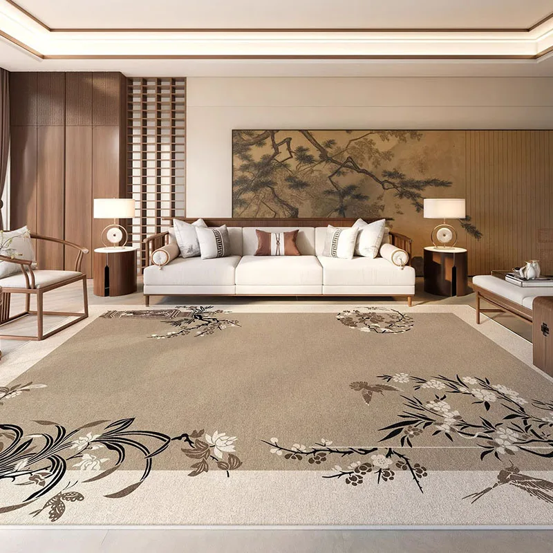 

Новый ковер в китайском стиле для гостиной, ретро-коврик для спальни, мягкий противоскользящий коврик для дивана и кофейного столика, напольный коврик с цветочным узором, большой домашний ковер