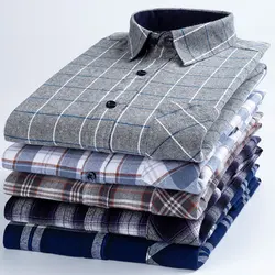 Chemise à carreaux coupe couvertes à manches longues pour hommes, 100% coton, super doux, formel, classique, polyvalent, affaires, confortable, mode décontractée