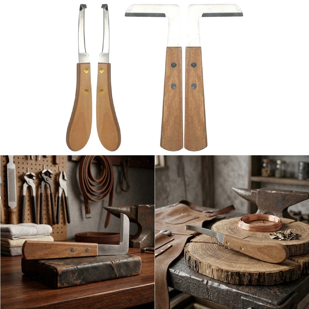 Stainless Steel Pork Shoulder Trimming Tool With Solid Wood Handle For Cattle Sheep Horse Goat Donkey Livestock Care Grooming