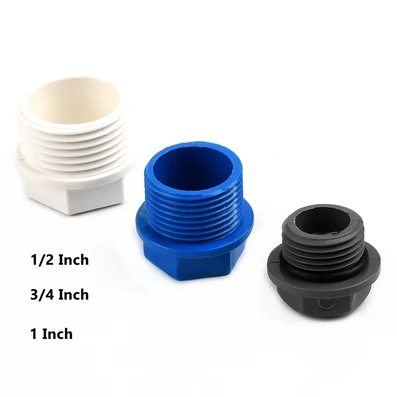 

3-50PCS 1/2,3/4, 1Inch PVC Male Thread End Plug thread End Caps Garden Irrigation Fish Tank Aquarium Adapter PVC Pipe Fittings