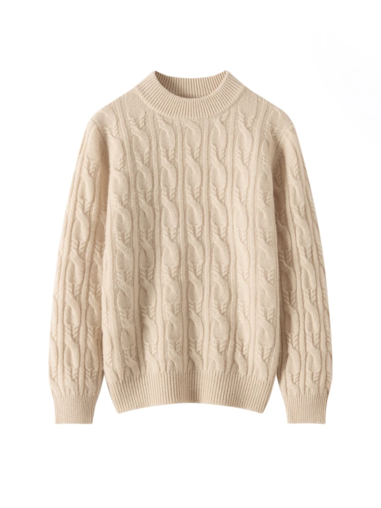 

Children's Clothes Pullover Knit 100% Cashmere Sweater Autumn Winter Kids Warm Thick Boy Girls Sweater Half High Collar Jacquard