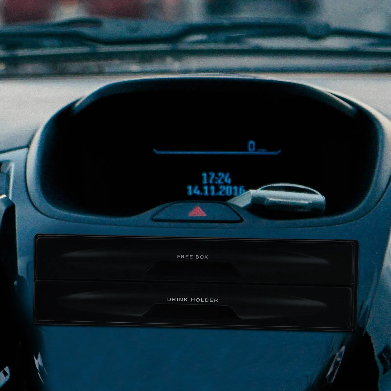 Multi-Function Car Storage Box for Grocery Organizing Cup Holder Integrated Radio Replacement Pocket Large Capacity ABS Dash