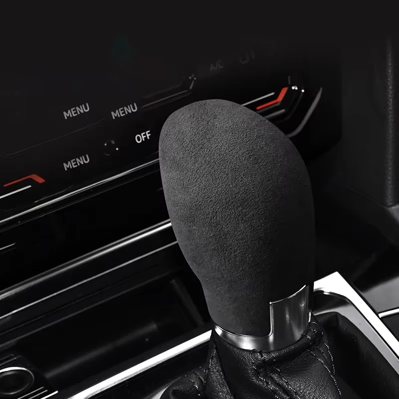 Top Suede Handbrake Case Suede Wrapping Gear Shift Head Knob Cover Frame Trim For Volkswagen passat Polo CC Touran Golf Lavida