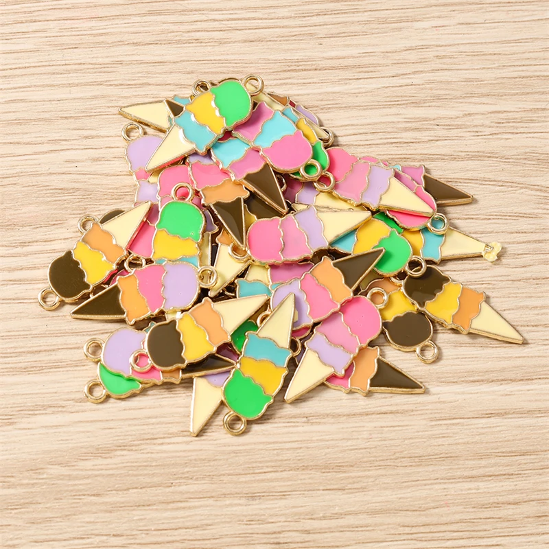 10 Stück 10x26mm Niedliche Emaille Sommer-Essen Eiscreme Charms Anhänger für Schmuckherstellung Ohrringe Halskette Armband DIY Bastelbedarf – Detail 13