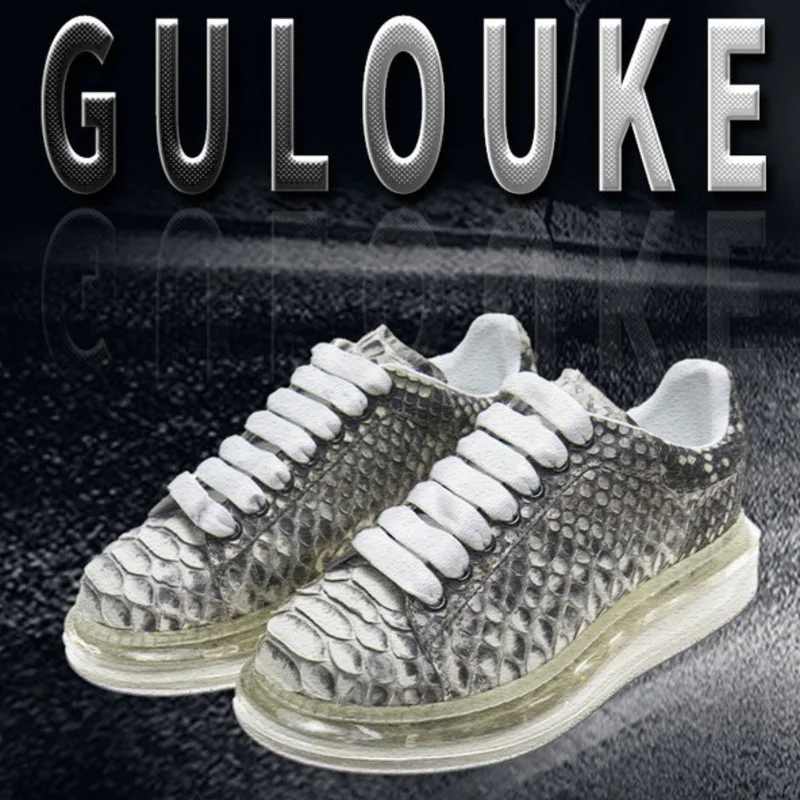 

Gulock Outdoor Hiking Sports Oxford Leisure Trend Smooth Snake Skin Genuine Men's Leather Men Casual Shoes Pure Handmade Loafers