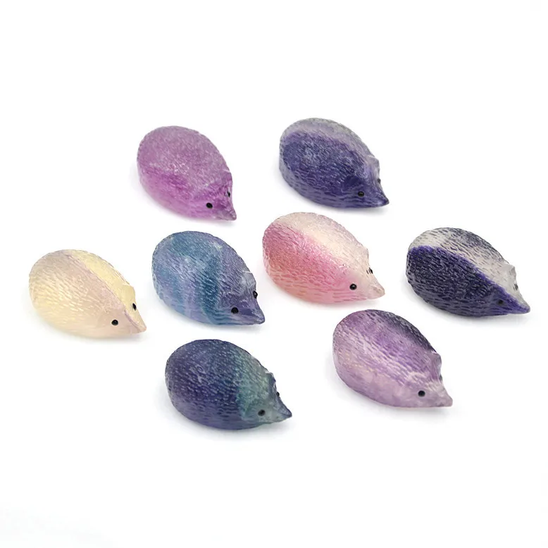 Natural Crystal Hedgehog Carving Ornament - Natural Gemstone Pendant Jewelry Making