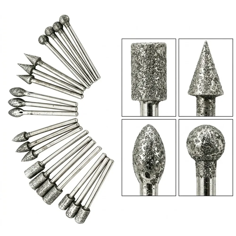 Carbide Drill Bits Diamond Carving Burr Set For Detailed Jewelry Design High-precision Diamond-grit Standard 3x6 Shank