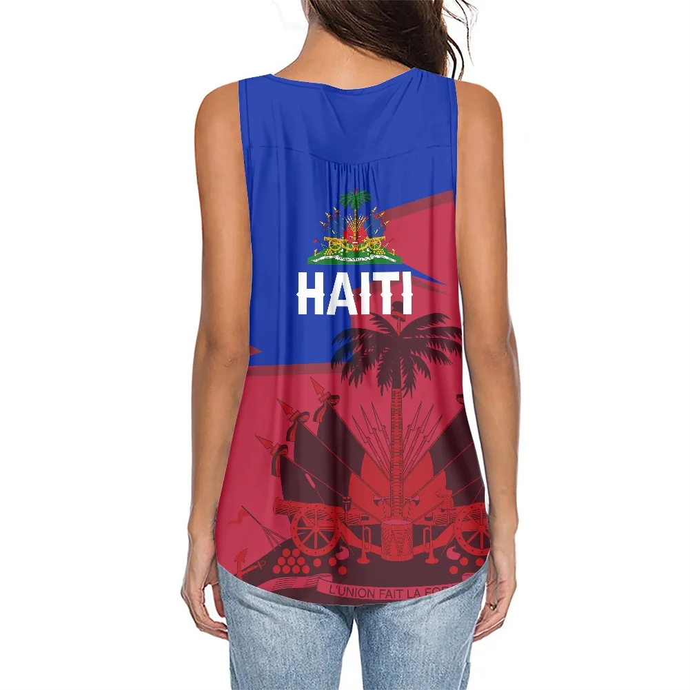 Plus Size Sports T-Shirt Haiti Printing Sleeveless Shirts 2022 High Quality Design Summer Women Everyday Wear Shirts