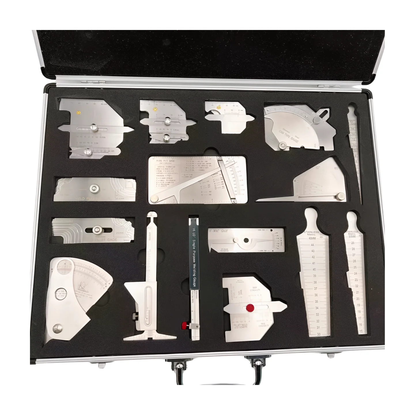 Imagem -03 - Welding Gauge Kit Weld Seam Gage Kit Modelo Soldador Ulnar Ferramenta de Inspeção Régua de Solda Combinado Suit 16 Pcs Aço Inoxidável