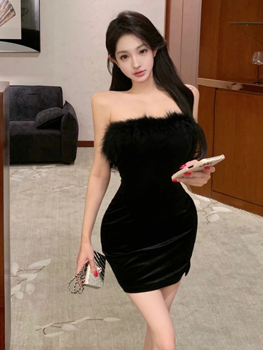 

Сексуальное бархатное бюстье со страусиными перьями Dr для похудения, ночной клуб, Ambiance Ele Bla Dr, женская мода, весна-осень