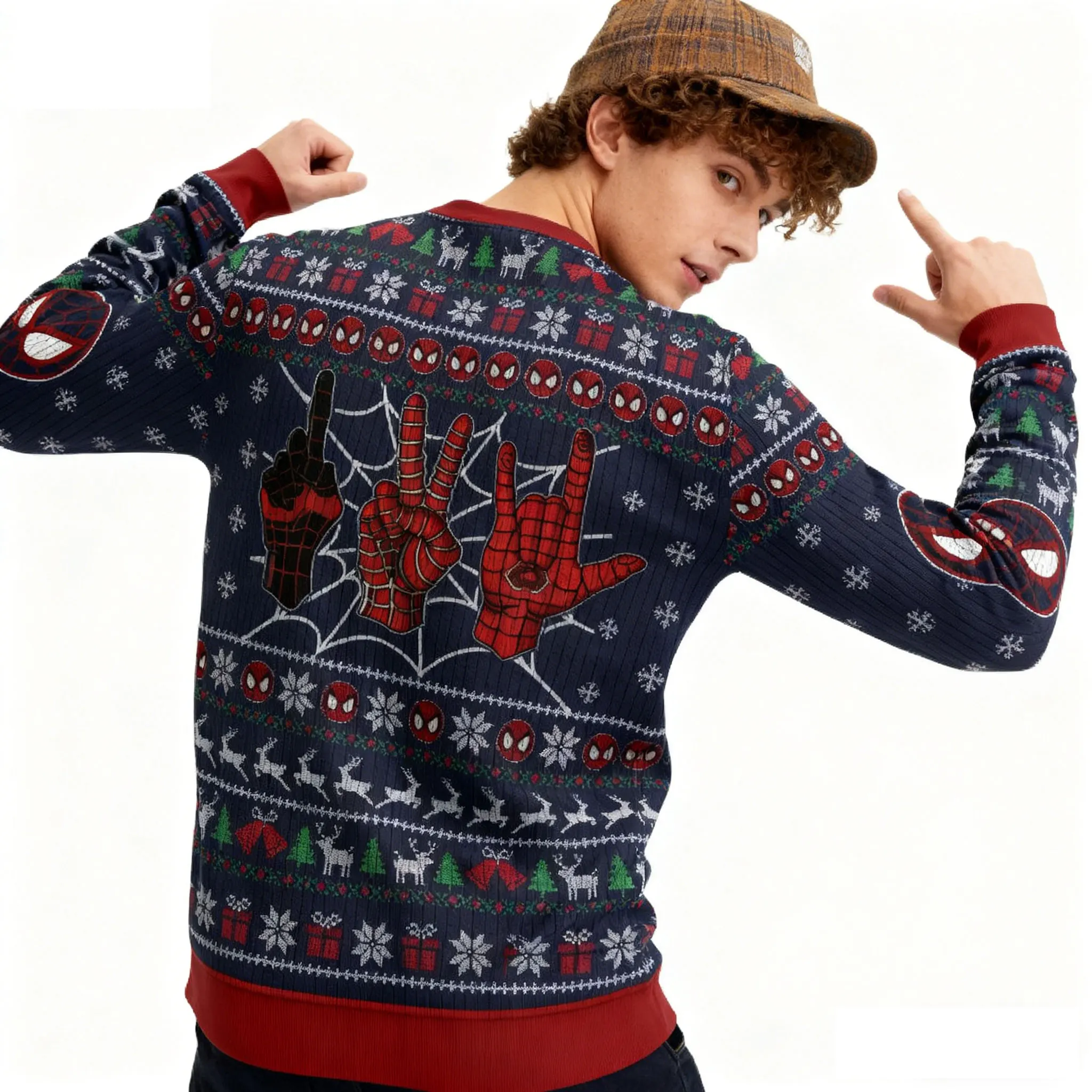 الرجل العنكبوت مارفل معلقة طويلة الشعر الأميرة متعة ومبتكرة رابونز خرافة خارقة مضحك الاتجاه عيد الميلاد سترة قبيحة