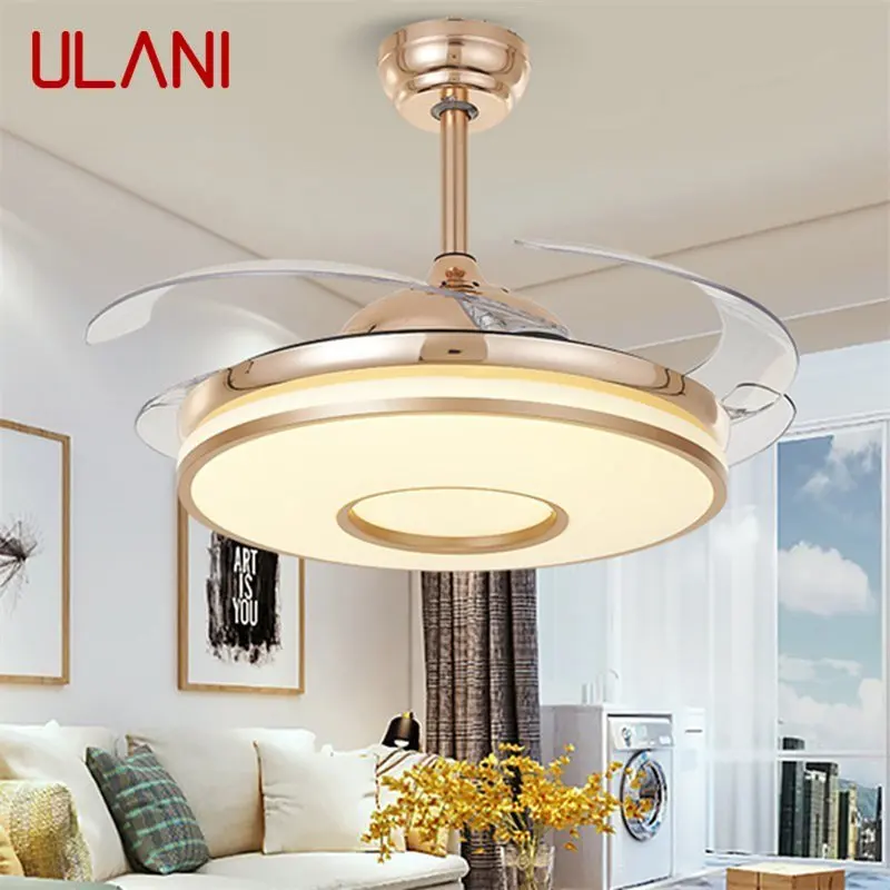 

ULANI Ceiling Fan Light Without Blade Gold Lamp Remote Control Modern For Home Living Room 110V 220V