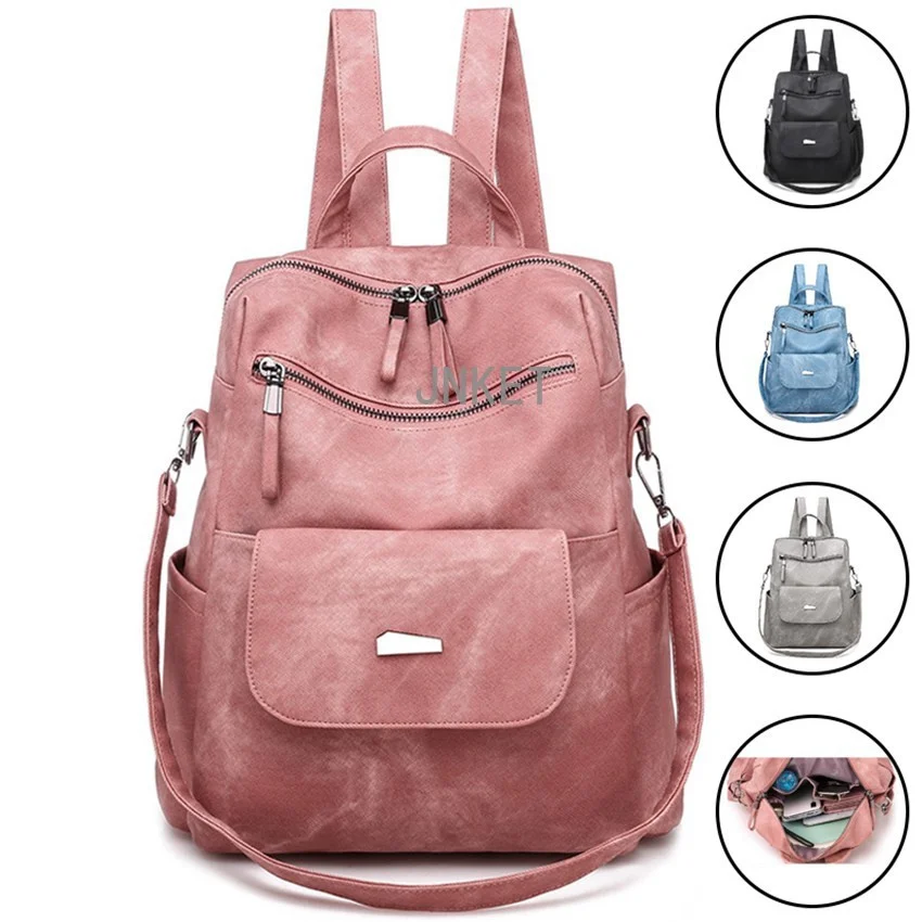 

Fashion Women PU Leather Large Capacity Backpack Casual Shoulder Bag Travel Backpacks