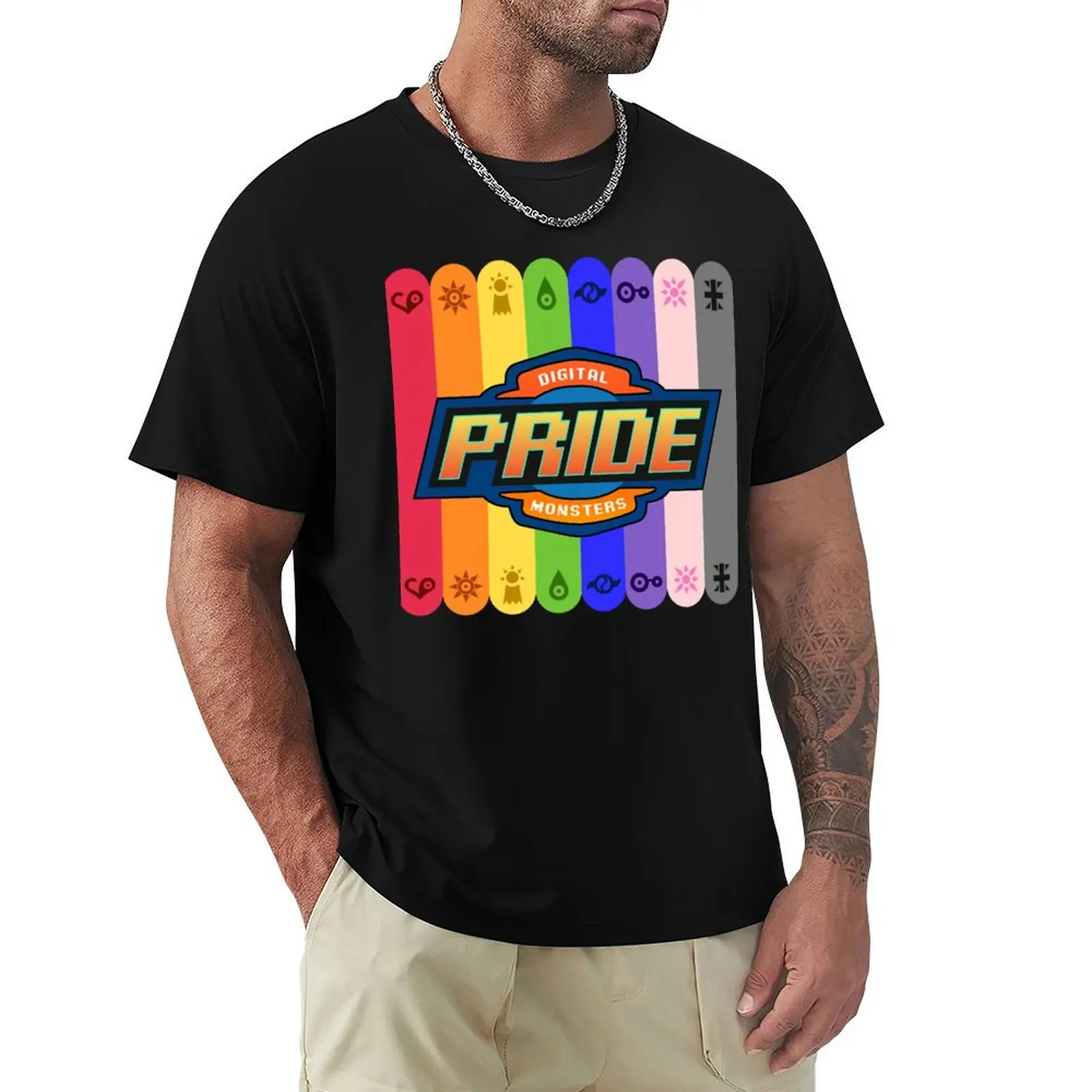 Digimon Pride T-Shirt Comfortable Basic Crew Neck Tee