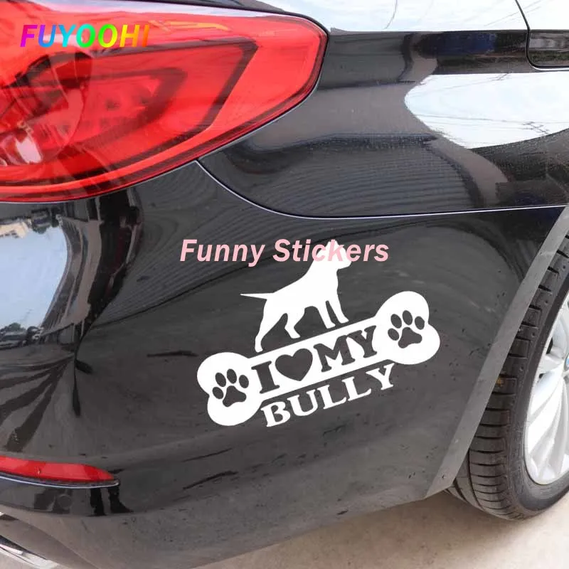 FUYOOHI Funny Stickers Exterior Accessories American Bully Bone Dog Pit Bull Car Sticker Vinyl Decal Cartoon Decor Black/white