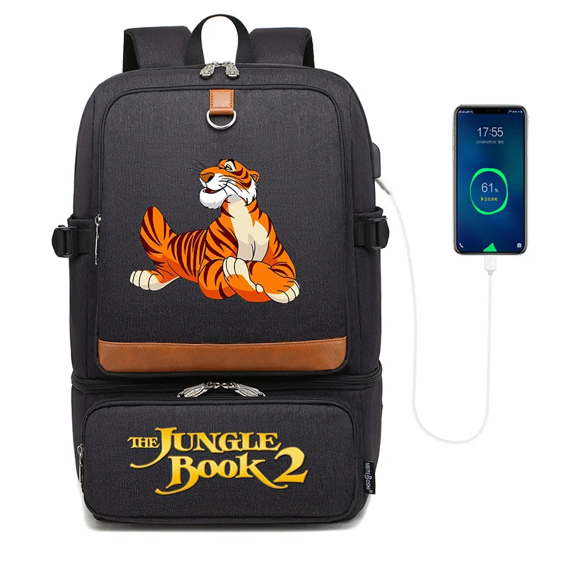 

Большой рюкзак для ноутбука Disney The Jungle Book, сумки с изолированным отделением и USB-портом, водонепроницаемая сумка-холодильник для школы и пикника