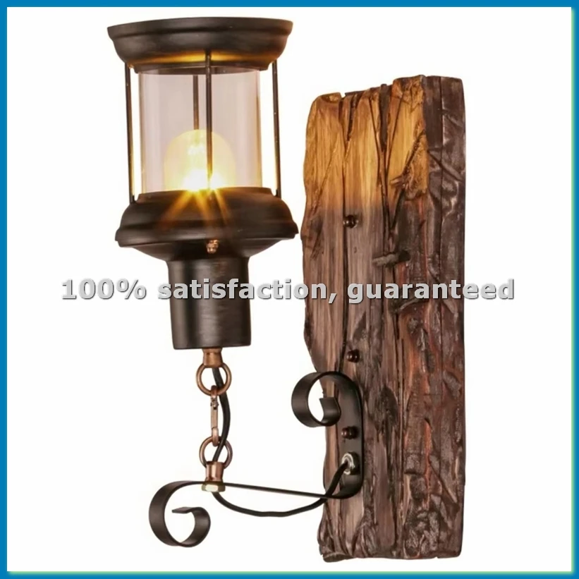 

Настенный светильник в индустриальном стиле под старину, деревянный, рустик, для бара, лофта, коридора - ABHG