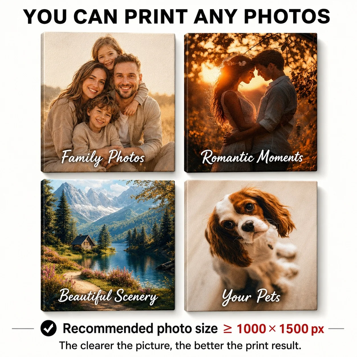 1/2/3pcs Custom Canvas Prints Personalized Photo Poster Wall Art for Family Life Pet Anime Weddings Birthdays Scenery Home Decor