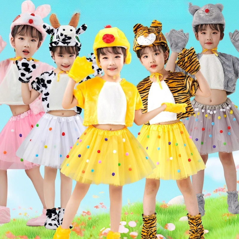 

Children's Day Animal Stage Performance Costume Kids Clothes Girls Dance Clothing Top and Skirt Set Cosplay Costume Ropa De Niña