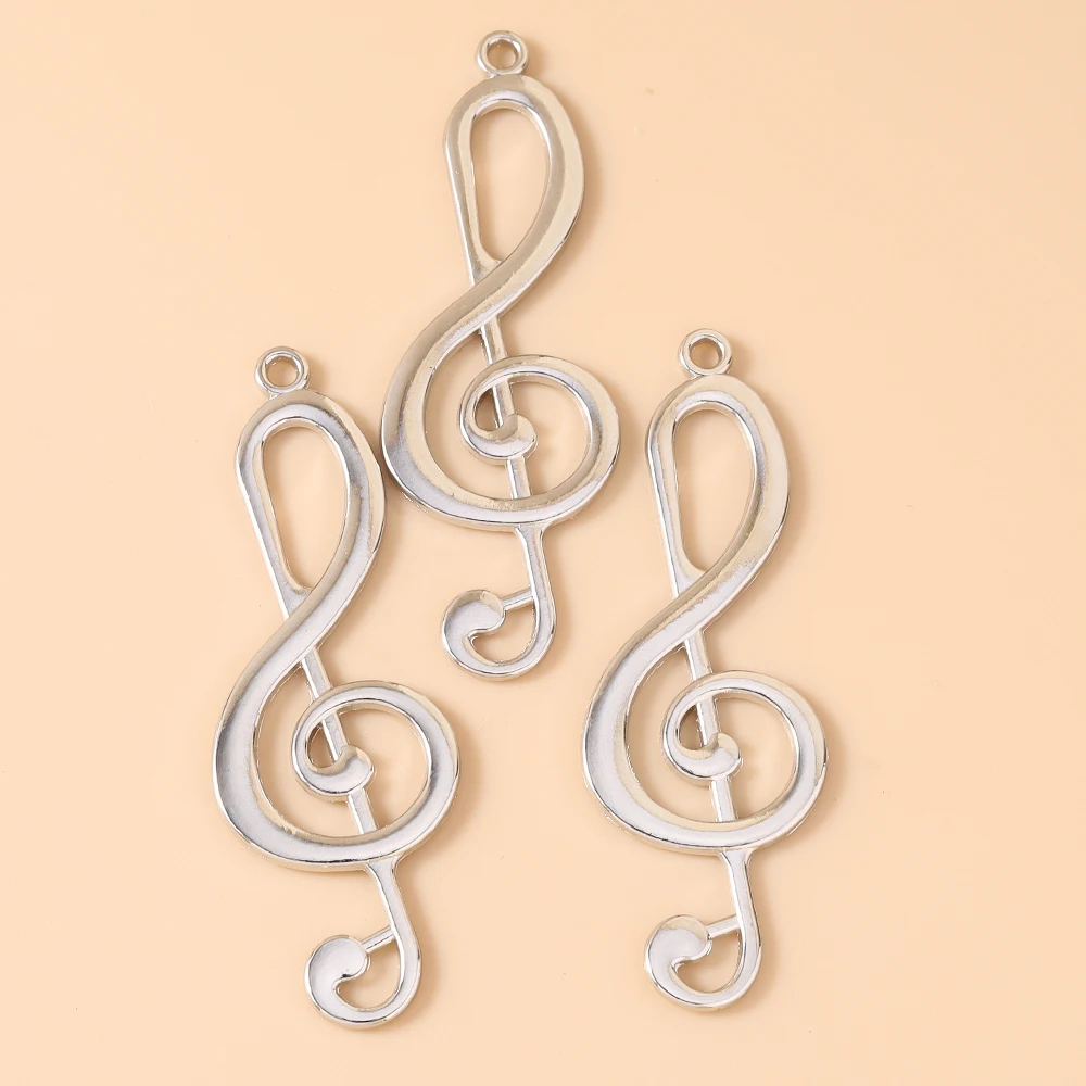 Leslie 10 Stück 21*60mm Große Modische Metall-Musiknoten-Anhänger Passend für Schmuckherstellung DIY Handgemachte Halskette Schlüsselanhänger Zubehör – Detail 4