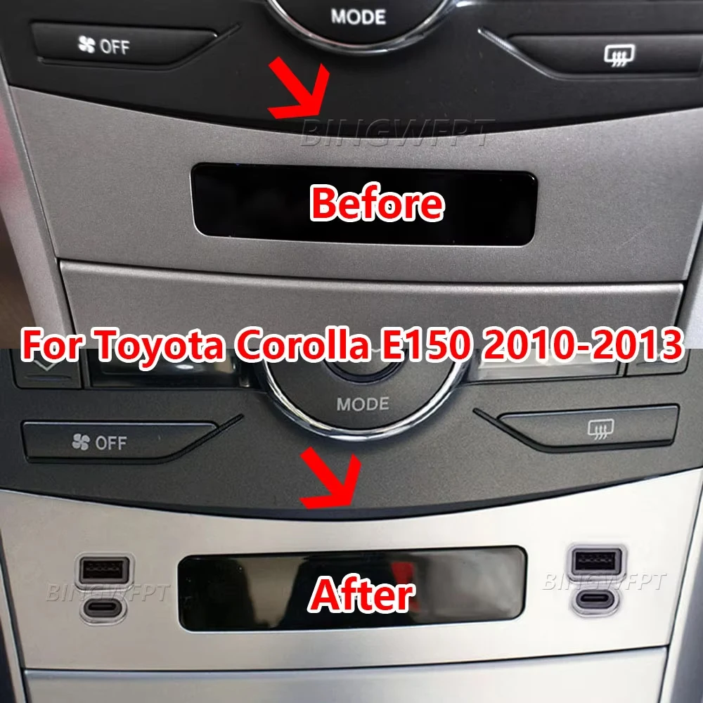 Auto Phone Fast Charging Adapter Car Charger QC3.0 And Type C PD USB Interface Socket Switch For Toyota Corolla E150 2010-2013 view 6