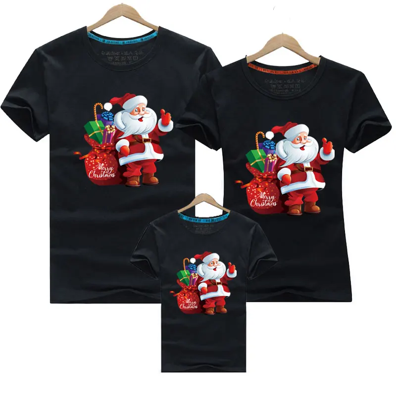 New Year Girls Boy Mom Dad T-shirt Cotton Short Sleeve Cartoon Print Mother Daughter Clothes Christmas Family Matching T-shirt