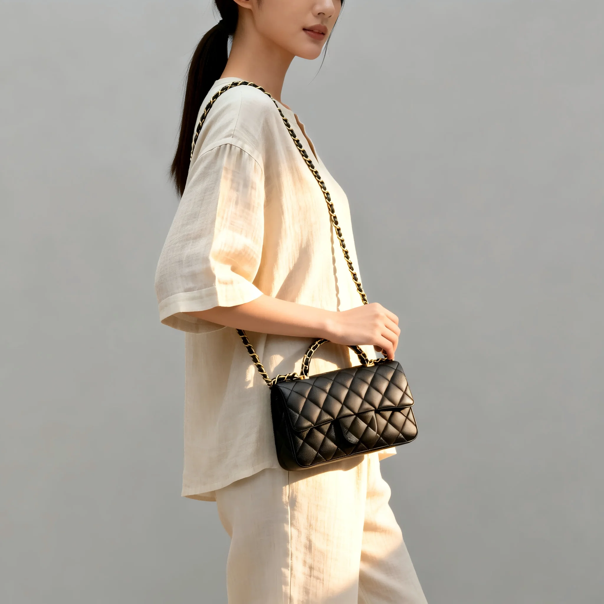 

Сумка через плечо из натуральной кожи, элегантная стеганая сумка из натуральной кожи с цепочкой-ремешком, женская сумочка.