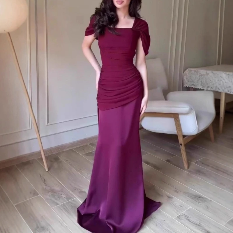 

Простое плиссированное сексуальное вечернее платье русалки без рукавов на заказ на шнуровке сзади длиной до пола, свадебное платье со шлейфом