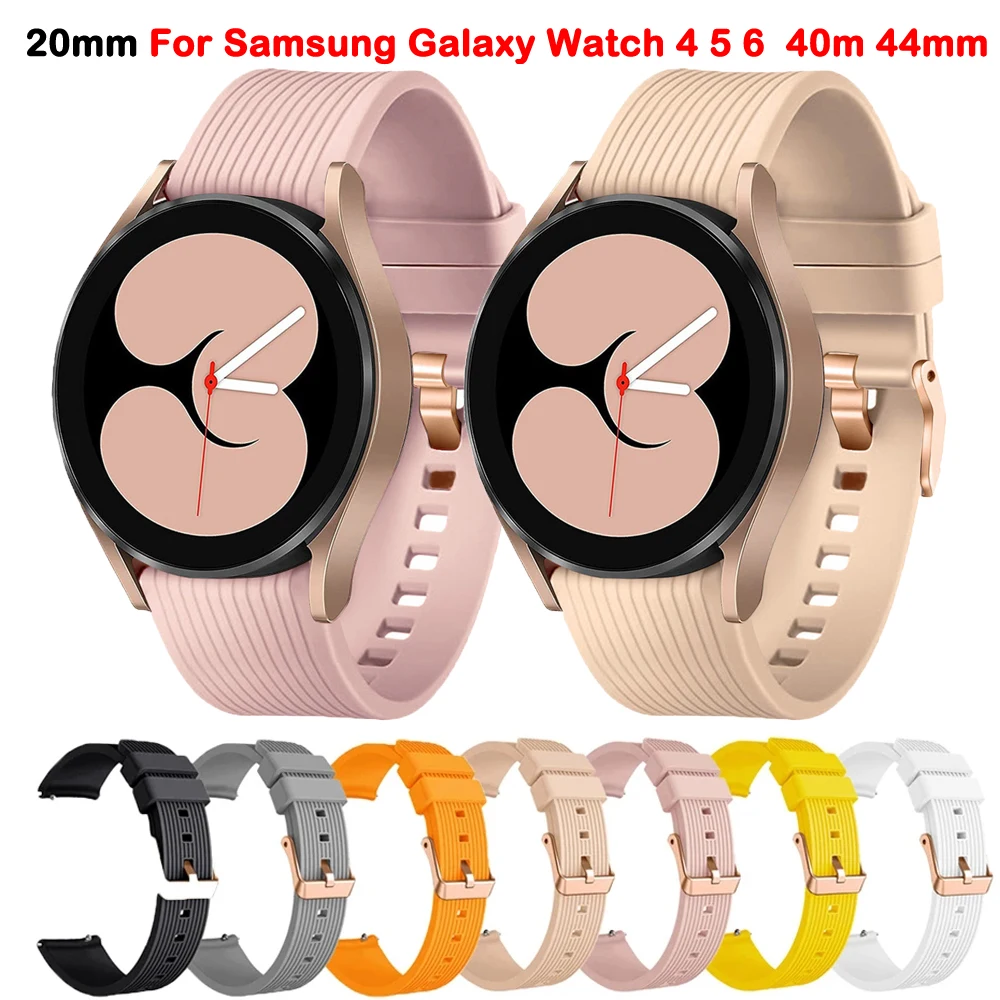 สายซิลิโคน20มม. สำหรับ Samsung Galaxy WATCH 6 5 4 40มม. 44มม. 6คลาสสิก43มม. 47มม. Correa สำหรับ Galaxy Watch5 Pro 45มม.