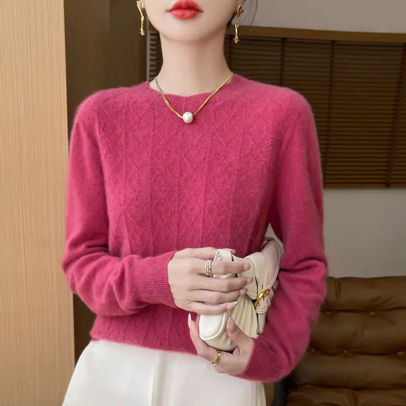 

Женская одежда, универсальный однотонный пуловер с длинным рукавом, осень-зима, свитер с полувысоким воротником, вязаные повседневные элегантные топы