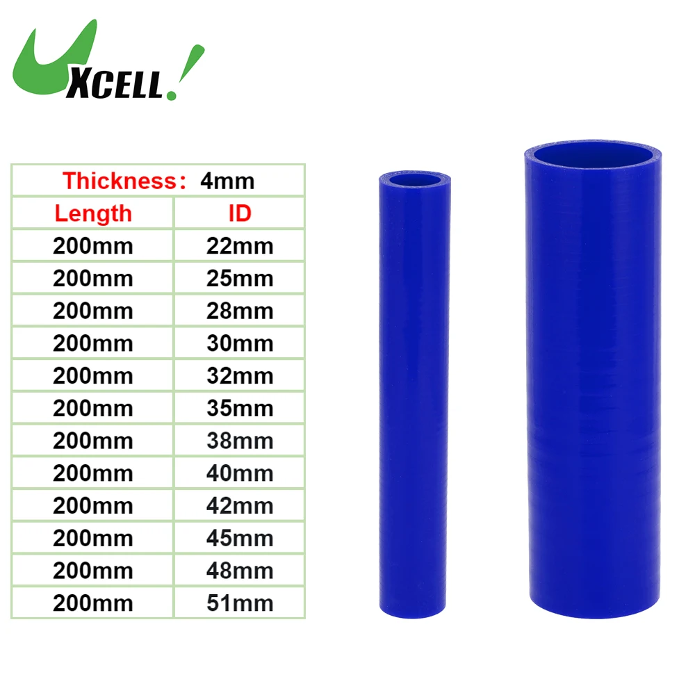 

UXCELL 1 Pcs 22mm-51mm ID 200mm Length 0 Degree 4mm Thicknesses Blue Car Silicone Hose Coolant Hose Universal Various Sizes