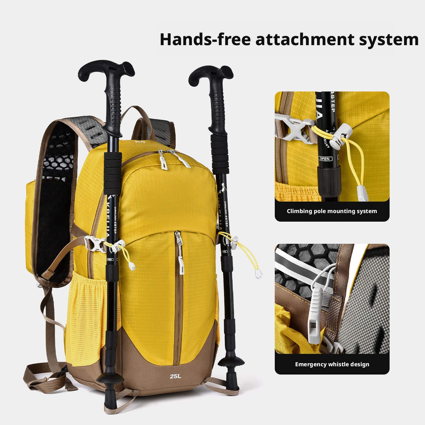 Outdoor lightweight 25L large capacity hiking backpack, wear-resistant and splash proof, tourism travel double backpack