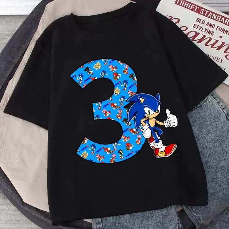 

Летняя детская хлопковая футболка Sonics Boy, топы с короткими рукавами для девочек, повседневная модная футболка, детская милая футболка в стиле аниме, одежда с героями мультфильмов 2025