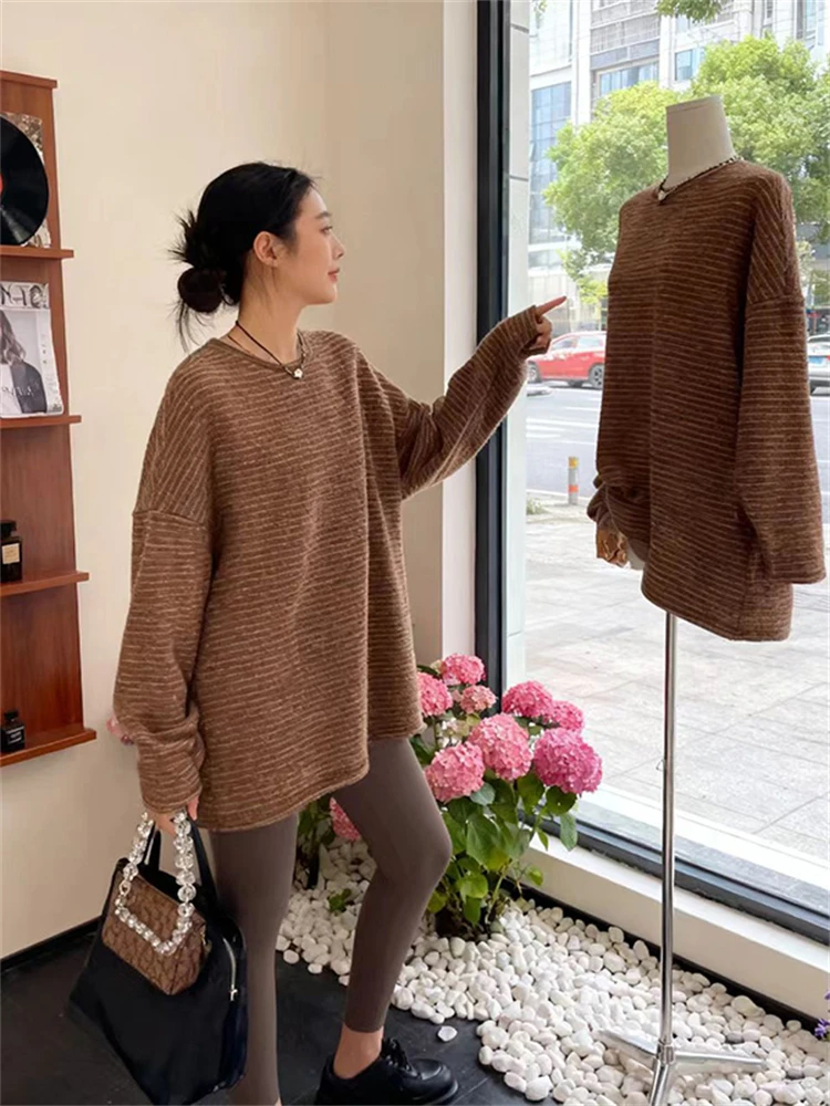 

Loose Women's Sweatirt Trendy Lazy Sle Spring New Design Slimming Versatile Top Korean Version Comfortable Long Sve Cr...