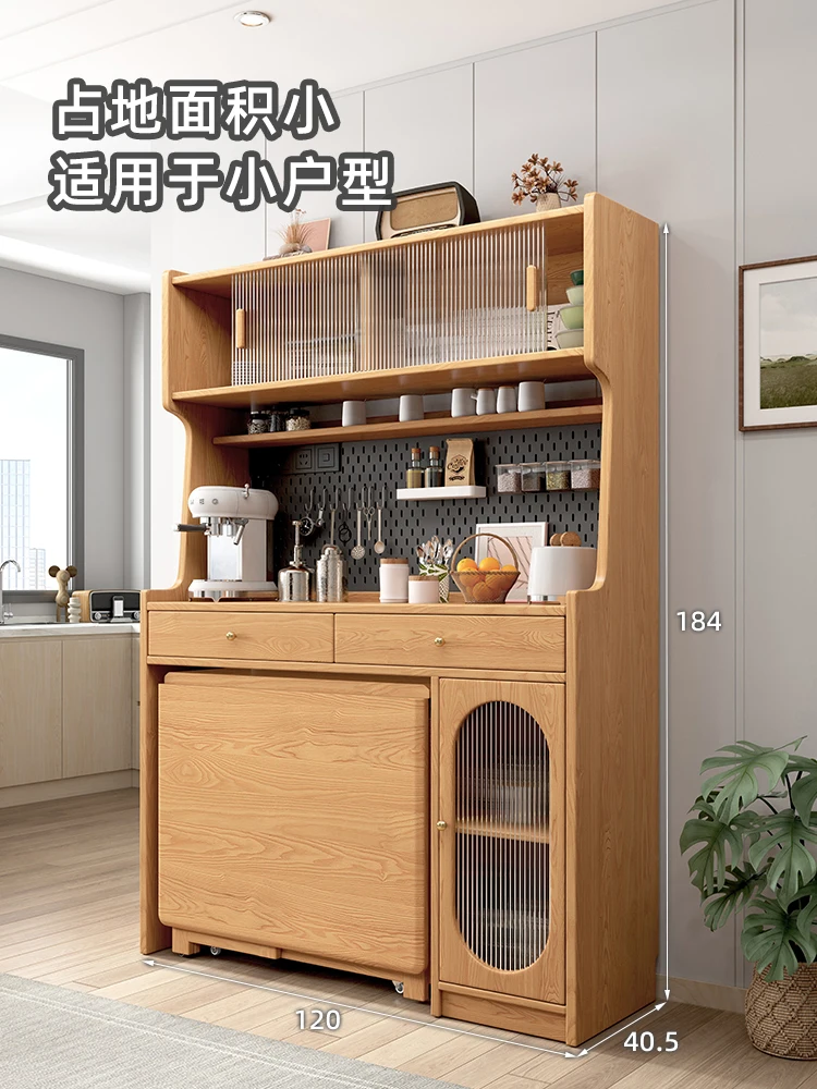 Integrated solid wood dining edge cabinet and dining table