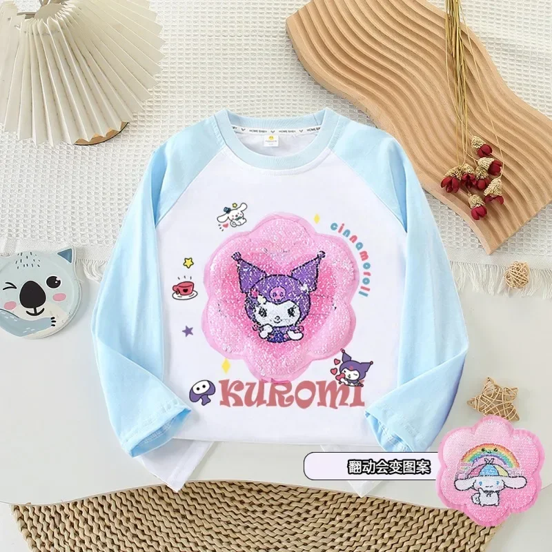 Nuevo Sanrio Anime Kuromi otoño niños manga larga cambio de cara sudadera Casual dibujos animados niños sudadera niña chico regalos de vacaciones